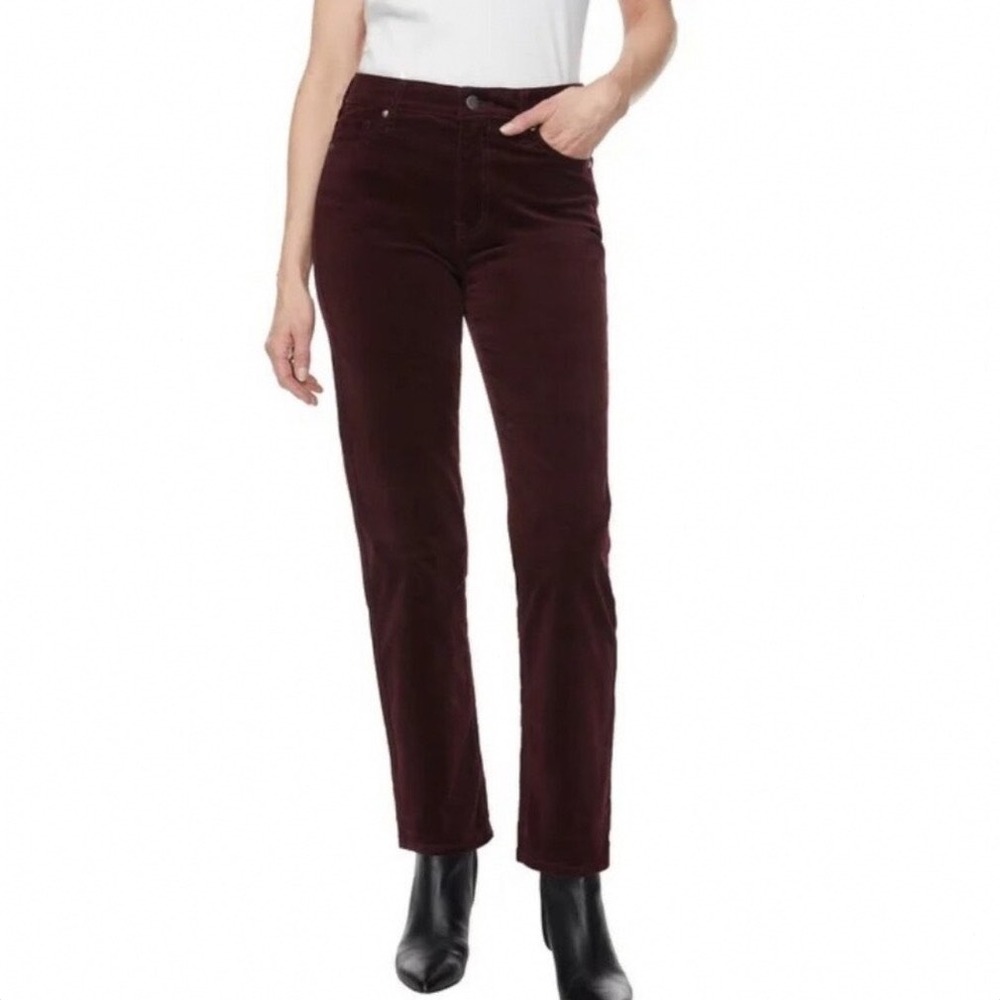 Buffalo David Bitton Nyla Straight Leg Corduroy Pants Mulberry Burgundy Women 16